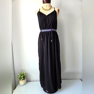 Faded Glory Black and Blue Sleeveless Maxi Dress. Size Small